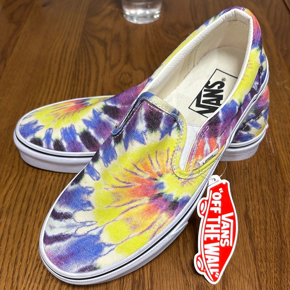 Vans slip on tie-dye with floral pattern